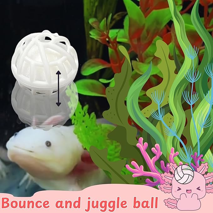 1pcs Axolotl Hides for Aquarium with 2pcs Nitrifying Ball Set, Driftwood Axolotl Cave Hideout and Aquarium Filter Balls, Fish Tank Decor, Shelter for Small Pet Frog Fish Betta (Resin Driftwood, M)
