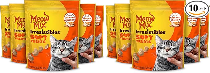 Meow Mix Irresistibles Soft Cat Treats,White Meat Chicken,3 Ounce,(Pack of 10)