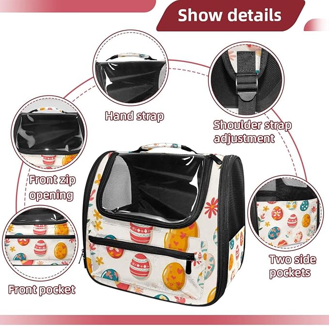 Happy Easter Pet Travel Carrier | Ventilated Comfortable Design with Safety Features | Ideal for Small to Medium Sized Pets Cats, Dogs etc