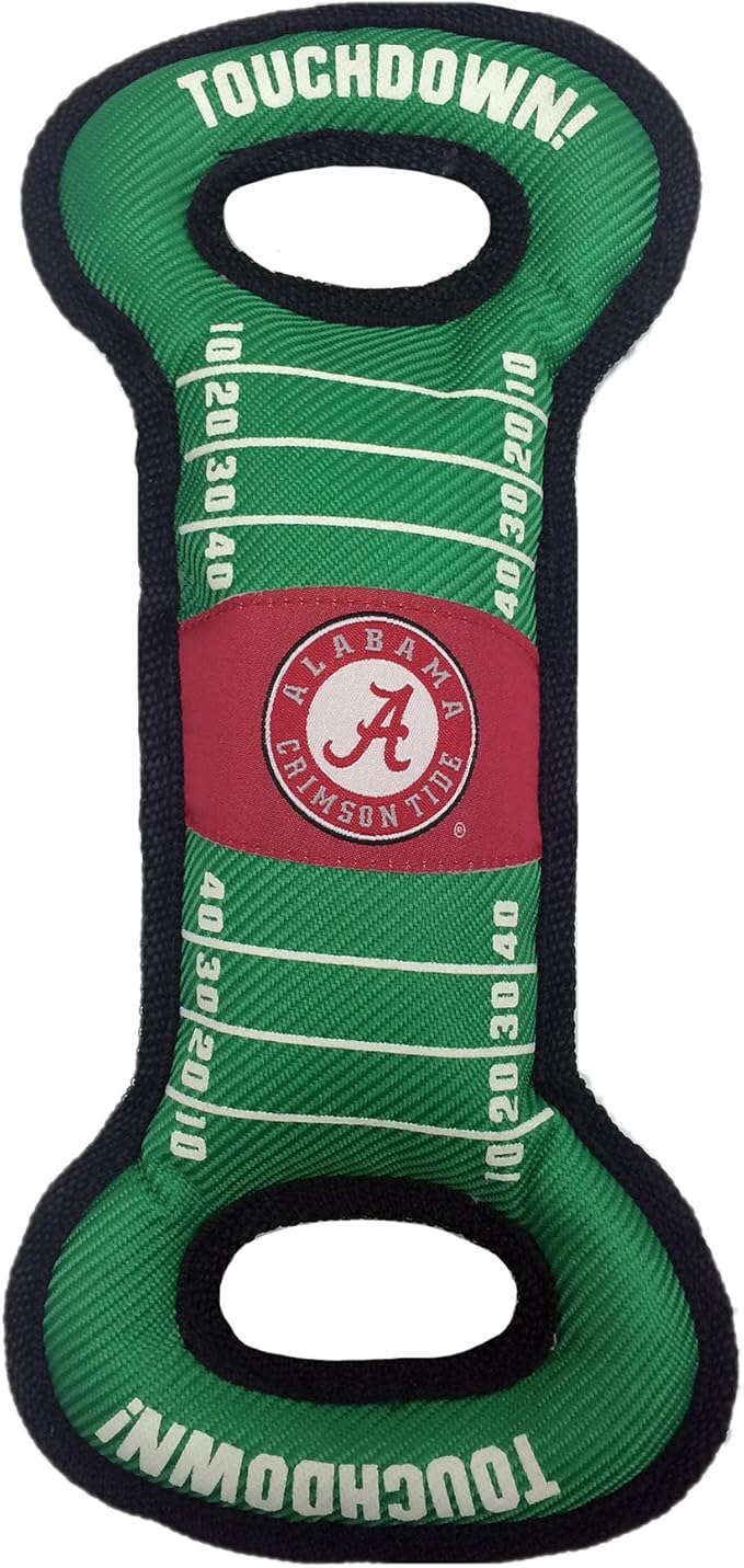 NCAA Football Field Dog Toy with Squeaker. - Alabama Crimson Tide - for Tug, Toss, and Fetch. - Tough& Durable PET Toy