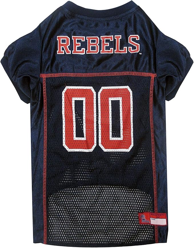Pets First NCAA College Mississippi Ole Miss Rebels Mesh Jersey for DOGS & CATS, Small.Licensed Dog Jersey with your Favorite Football/Basketball College Team