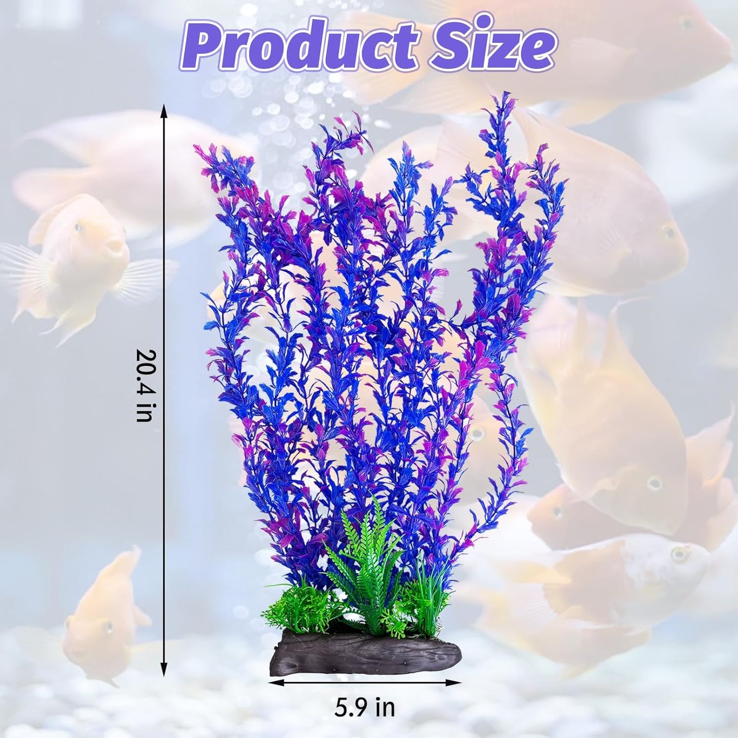 Hamiledyi Aquarium Plastic Plants Aquarium Decor Artificial Fish Tank Plants,Tall Fish Tank Decorations, Extra Large Aquarium Plant 20.4-inch Tall,1PCS