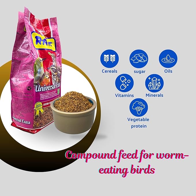 RAFF Universal Extra Premium Bird Food Insectivorous Bird Diet 1Kg – Protein Blend Food for Breeding, Growth, Energy, Immune Support and Healthy Plumage of Insect-Eating Birds