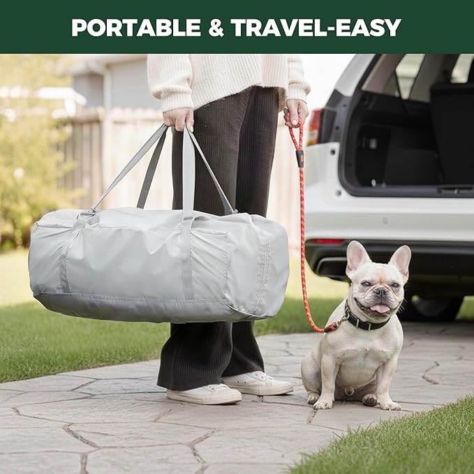 FXW SnapFold Dog Playpen with Dual Doors, Foldable & Portable Indoor Pen, 49 x 49 x 27 inch Spacious Play/Sleeping Area/Potty Training for Puppy & Small Dog, Gray