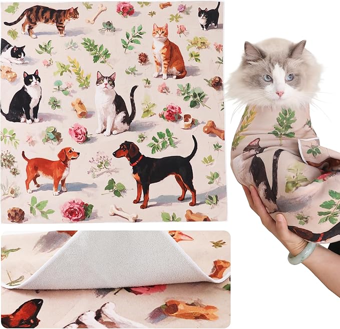Purrfect Peace Cat Swaddle Wrap – 19.7" Professional Calming Restraint Bag for Grooming, Nail Trimming & Medicine - Adjustable Cat Restraint for Grooming, Nail Clipping & Vet Visits