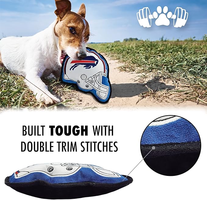 The 1st Ever Tough but Smooth Dog Toy NFL Buffalo Bills Football Helmet Tough Pet Toy. A Premium Quality Doggie Toy with Built-in Squeaker. Sports Fans Favorite Chew Toy