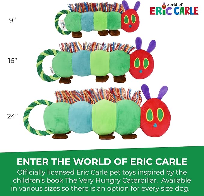 Multipet Eric Carle Very Hungry Caterpillar Rope Tug 9" Dog Toy