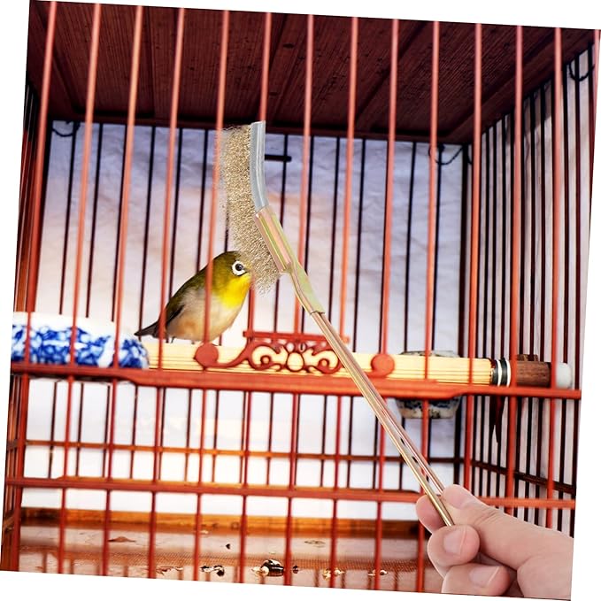 1set Bird Cage Cleaning Brush Long Handle Wire and Bristles for Birdcage Care for Parrots and Birds Easy to Use Cleaning Tool for Cages and Accessories