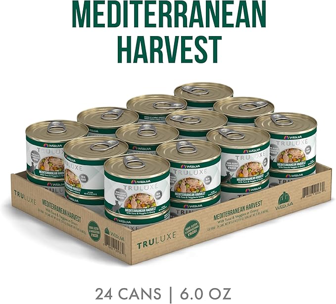 Weruva TruLuxe Cat Food, Mediterranean Harvest with Tuna Whole Meat & Veggies in Gravy, 6oz (Pack of 24)