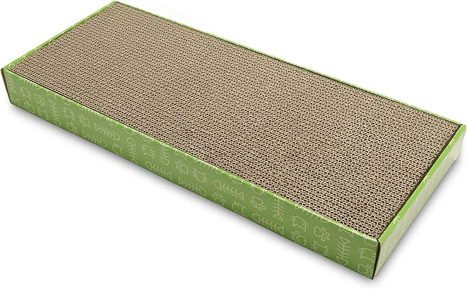 Furhaven Scratching Board w/ Catnip for Indoor Cats, Reversible - Classic Corrugated Cat Scratcher Pad - Green, Standard