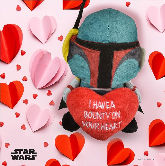 STAR WARS Dog Toy Boba Fett Plush Squeaker| 9” Mandalorian Bounty on Your Heart Plush Squeaker Pet Toy Toy for Dogs Boba Fett Stuffed Animal 9 inch