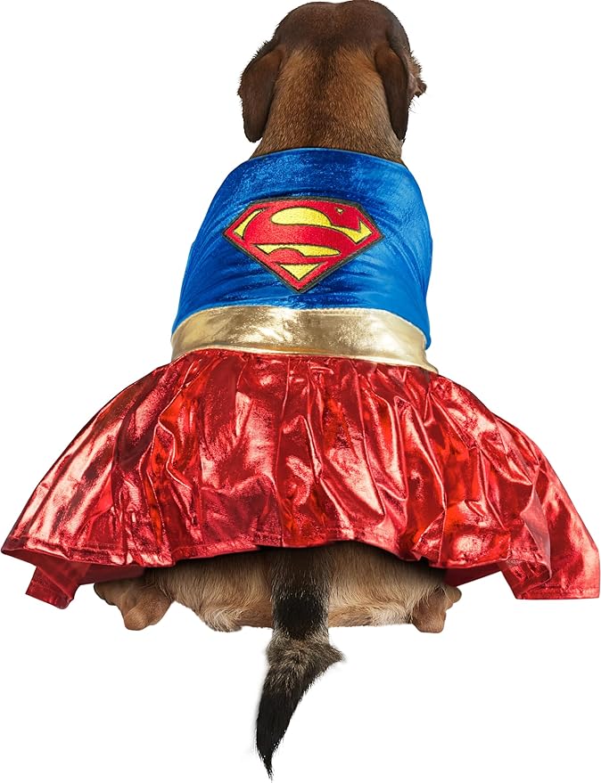 DC Comics Superheroes: Supergirl Pet Costume for For Dogs or Cats by Rubies, Large