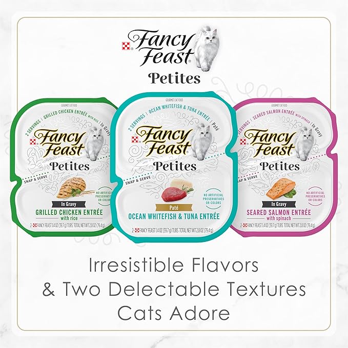 Purina Fancy Feast Petites With Roasted Turkey Entrée with Sweet Potato in Gravy Gourmet Wet Cat Food - (Pack of 12) 2.8 oz. Tubs