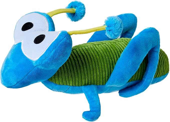 Blueberry Pet Pack of 2 Squeaky Plush Dog Toy 6" Bear and 12" Grasshopper Durable Interactive Chew Toy for Puppies and Small Dogs Teething