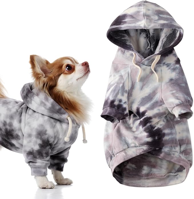 Pet Passion Rocky II - The Extra Plush Comfy Hoodie, Organic Cotton and Recycled Poly Dog Hoodie Pet Coat Sweater for Small, Medium, Large Dogs, Black Tie Dye, XX-Large (70-110 lbs)