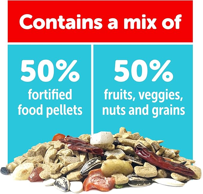 3-D Pet Products Natural Premium Parrot Food - Complete Nutritional Mix with Natural Fruits, Nuts & Veggies – 50% Fortified Pellets – No Artificial Colors (Pack of 2)