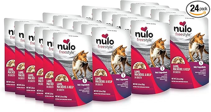 Nulo Freestyle Lamb, Mackerel, & Kelp in Broth Real Meat Dog Food Topper, 2.8 Ounce (Pack of 24)