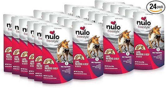 Nulo Freestyle Lamb, Mackerel, & Kelp in Broth Real Meat Dog Food Topper, 2.8 Ounce (Pack of 24)