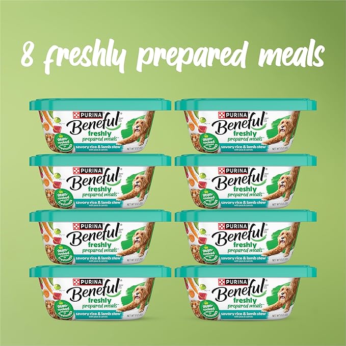 Purina Beneful Dog Food Fresh, High Protein Wet Dog Food, Dog Food Gravy, Lamb Stew with Vegetables - (Pack of 8) 10 oz. Tubs