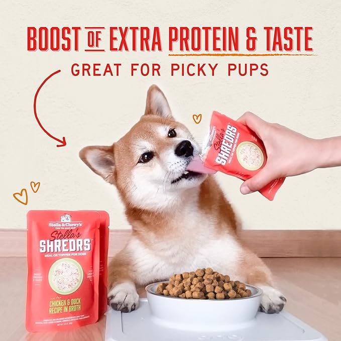 Stella & Chewy's Grass Fed Beef & Chicken Shredrs - Premium Dog Food Pouches - Perfect For Picky Eaters - 12 Pack, 2.8oz Each