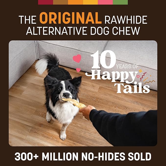 Earth Animal No Hide Strips - Natural Rawhide Free Dog Chew Strips, Chicken - 4 Count