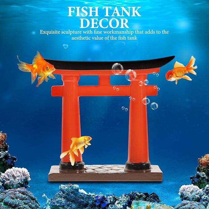 Toddmomy Miniature Torii Gate Aquarium Decor 2-Pack Japanese Style Fish Tank Ornaments 3.54X1.57X3.14 Inch Zen Garden Micro Landscape Decoration for Aquatic Pets
