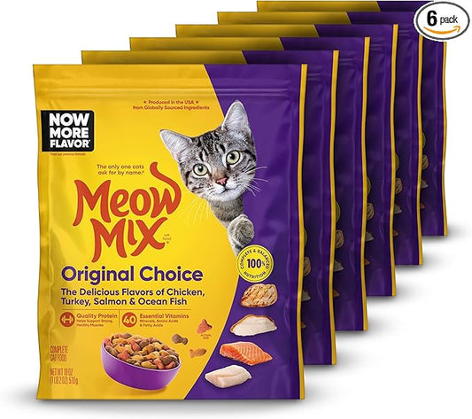 Meow Mix Original Choice Dry Cat Food, 18 Ounce (Pack of 6)