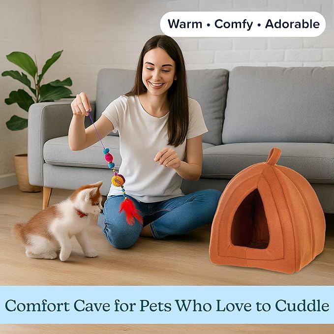 Cat House - Indoor Cat Bed with Removable Foam Cushion - Pet Tent for Kittens, Rabbits, Guinea Pigs, and Other Small Animals by PETMAKER