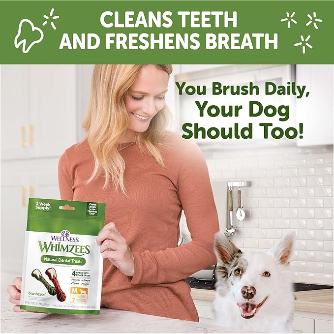 Wellness WHIMZEES Value Pack Dog Dental Treat, Chews, Freshens Breath, Medium Size, 46.6 oz Box, 44 Count
