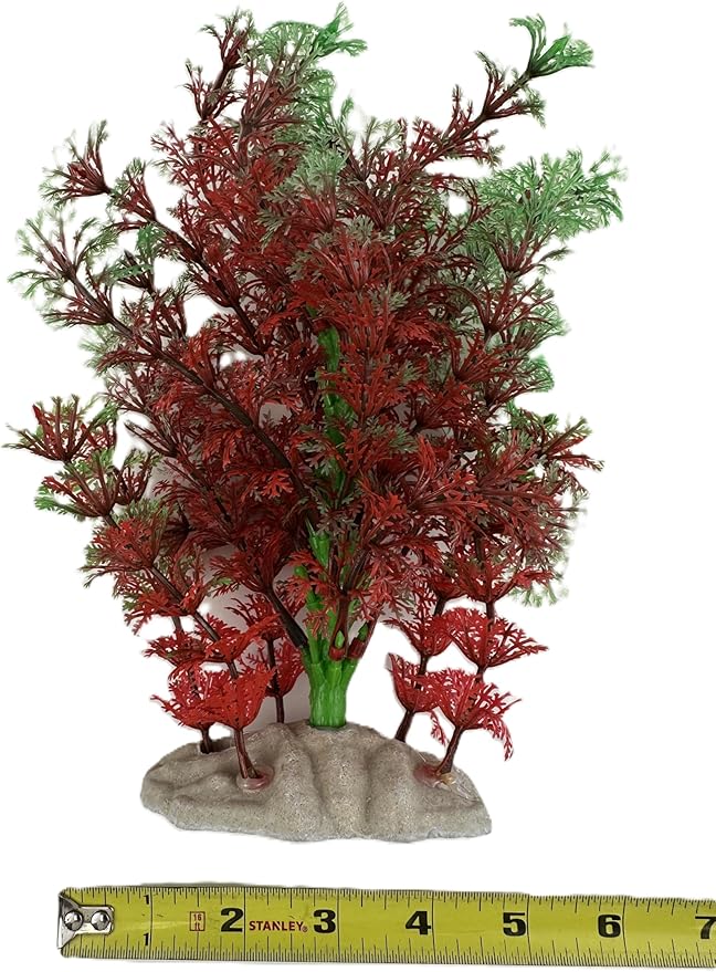 Decorative Red and Green Plastic Aquatic Plant for Fish Tank