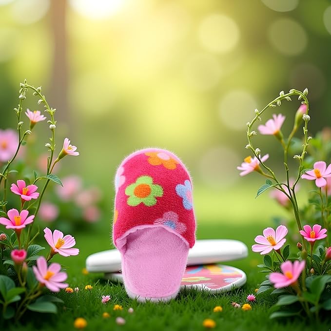 Pink Flowers Cute Pet Puppy Dog Cat Slipper Shape Plush Chew Play Toy Flip-Flops Squeaky Toys Dog Squeak Toys Pet Supplies