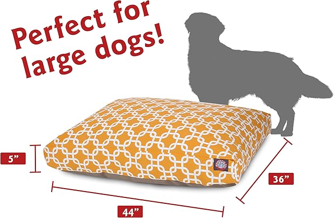 Yellow Links Large Rectangle Indoor Outdoor Pet Dog Bed With Removable Washable Cover By Majestic Pet Products