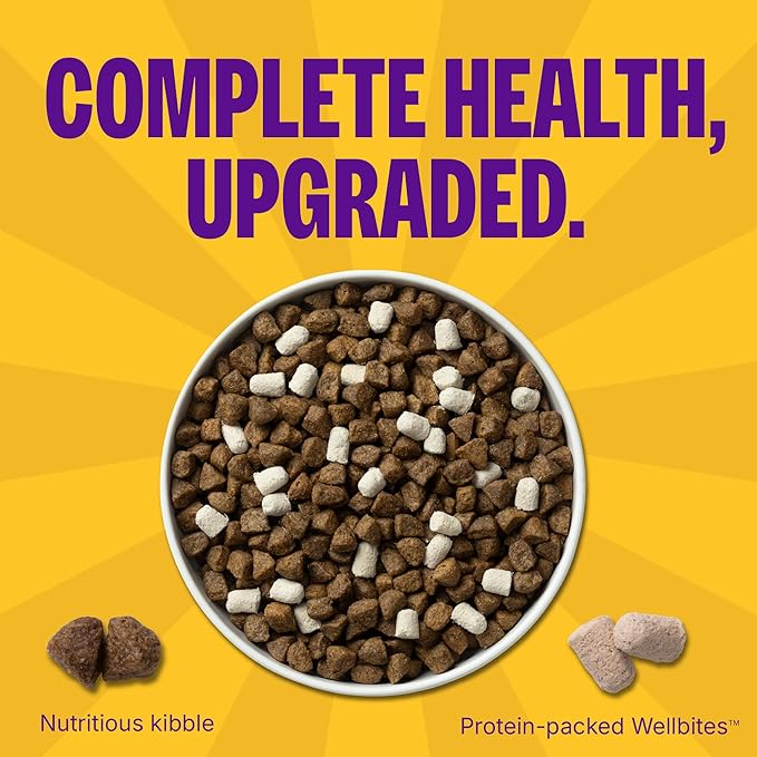 Wellness Complete Health+ Adult Dry Dog Food with Freeze Dried Wellbites, Wholesome Grain Kibble+, Natural, Chicken Free, Whitefish and Sweet Potato Recipe, 4 lb Bag