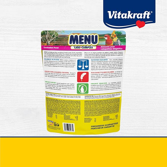 Vitakraft Menu Canary And Finch Food Mix - Nutrient-Rich With Probiotics DHA Omega 3 And Omega 6 - Vibrant Seeds And Grains - Resealable 2.5 lb Bag