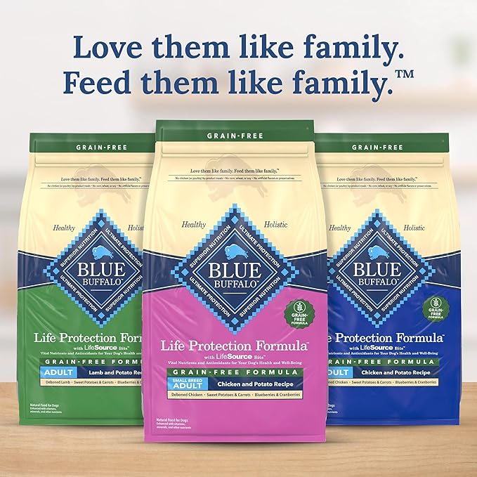 Blue Buffalo Life Protection Formula Natural Grain Free Small Breed Adult Dry Dog Food, with Chicken and Potatoes, 4 lb. Bag