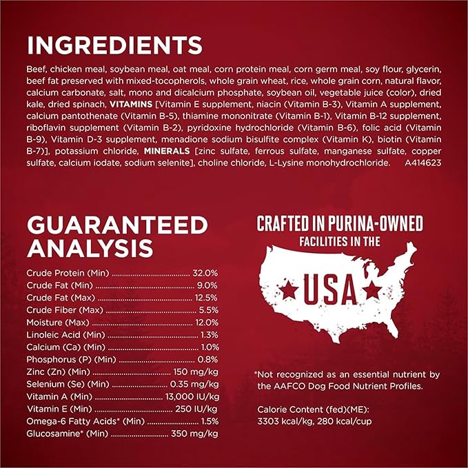 Purina One True Instinct Lean Muscle Support With Real Beef Natural With Added Vitamins, Minerals and Nutrients High Protein Dog Food - 15 lb. Bag