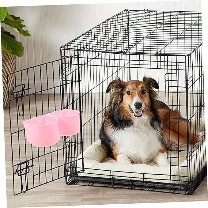 Height Pet Cage Bowl Easy Attach Dog Cat Feeder Crate Water Bowl Holder Bird Cage for Small Pets