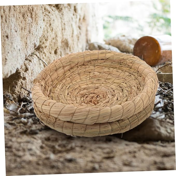 BESPORTBLE 5pcs Handwoven Small Animal Nest Cozy Woven Straw Sleeping Pad for Pets Comfortable Birdcage Accessories for Guinea Pigs and Chickens