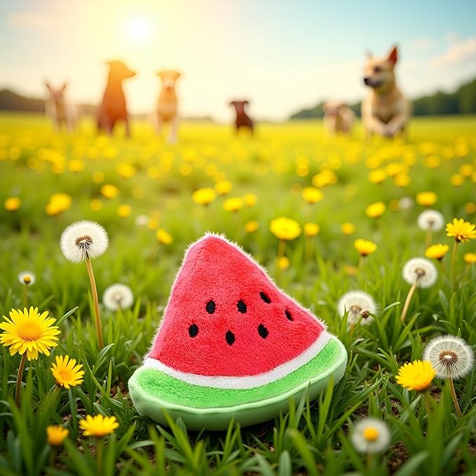 BWESOO 1Pc Red Pet Toy Chew Squeaker Squeaky Plush Cotton Triangle Ball Watermelon Sound Toys Puppies Small Dogs Useful and Deft, Dog Squeak Toys, Tiny Puppy Toys