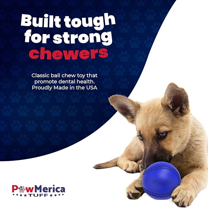 All-Star Ball – Indestructible Dog Chew Toy for Aggressive Chewers – Tough Rubber Ball for Chewing & Fetching – Promotes Dental Health – Pet-Safe & Made in USA (3.5 x 3.5 x 3.5 Inches)