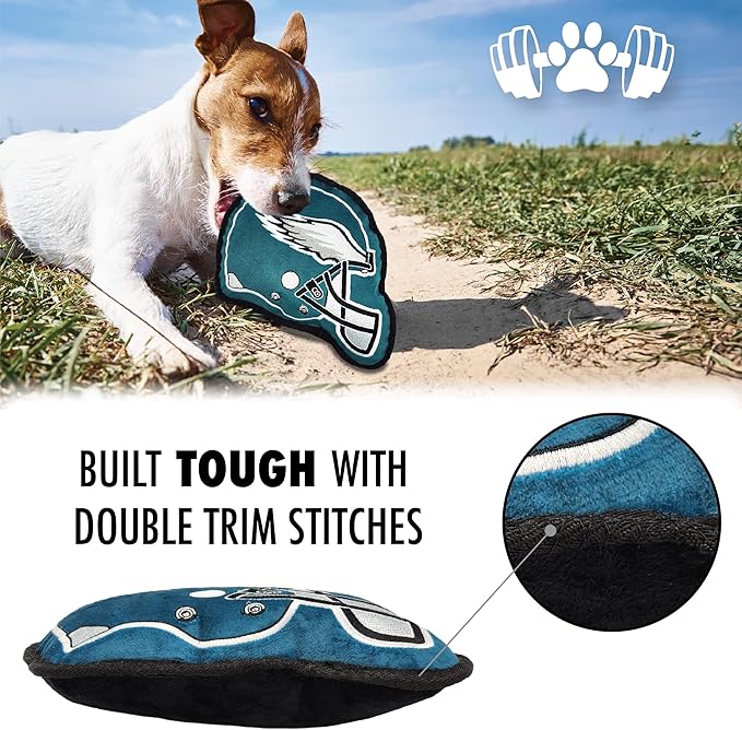 The 1st Ever Tough but Smooth Dog Toy NFL Philadelphia Eagles Football Helmet Tough Pet Toy. A Premium Quality Doggie Toy with Built-in Squeaker. Sports Fans Favorite Chew Toy