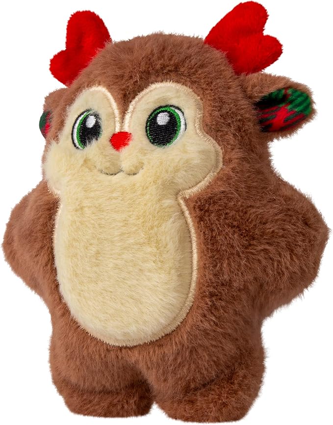 KONG Holiday Snuzzles Dog Toy – Plush Seasonal Characters, Full-Body Squeaker, Soft Holiday Cuddle Toy for Indoor Play (Reindeer, Medium)