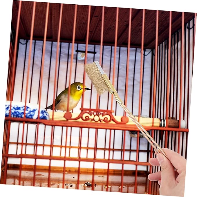 LIOOBO 1Set Bird Cage Cleaning Brush Long Handle Cage Brush for Easy Cleaning of Bird Cages and Feeders Wire Material for Removing Dirt