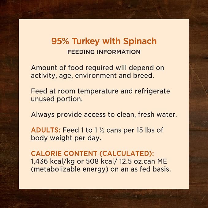 Wellness CORE 95% Adult Canned Wet Dog Food, Grain Free, Natural, Turkey with Spinach Recipe, 12.5 oz, Pack of 12 Cans
