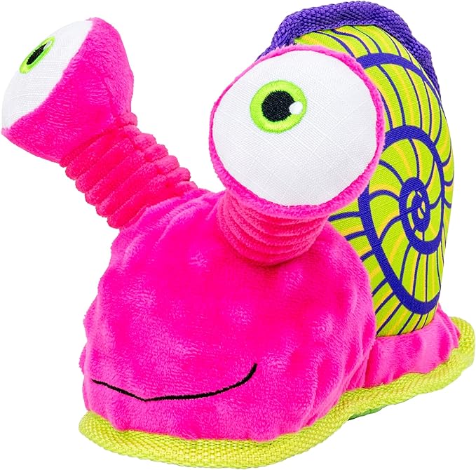 KONG Tropics Rattlez Dog Toy – Durable Plush with Rattle & Crinkle Sounds, Multi-Texture Interactive Enrichment Toy for Dogs (Snail, Medium/Large)