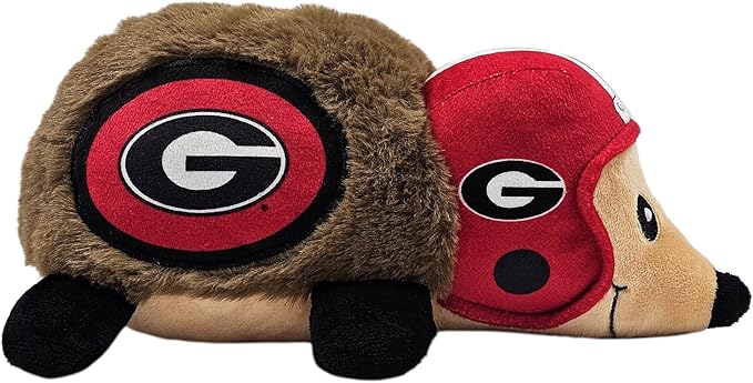 NCAA Georgia Bulldogs Plush Hedgehog Toy for Dogs & Cats, Cool Soft Pet Toy for Fun and Interactive Play, Dog Chew Toy with Squeaker, Licensed Hot Pet Toy