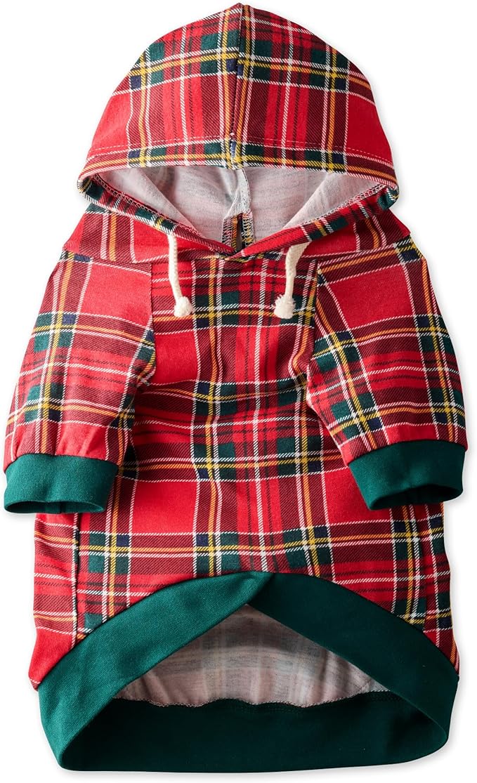 Pet Passion Rocky – The Original Lightweight Hooded Tee 100% Organic Cotton Dog Hoodie Pet Coat Sweater for All Sized Dogs, Royal Stewart Plaid, Medium (20-45 lbs)