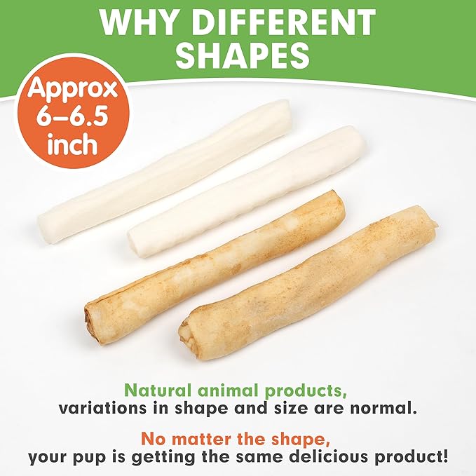 MON2SUN Dog Rawhide Rolls Twist Sticks Chew Treats Natural Flavor 6.5 Inch 40 Count for Puppy and Small Dogs (Pack of 2)