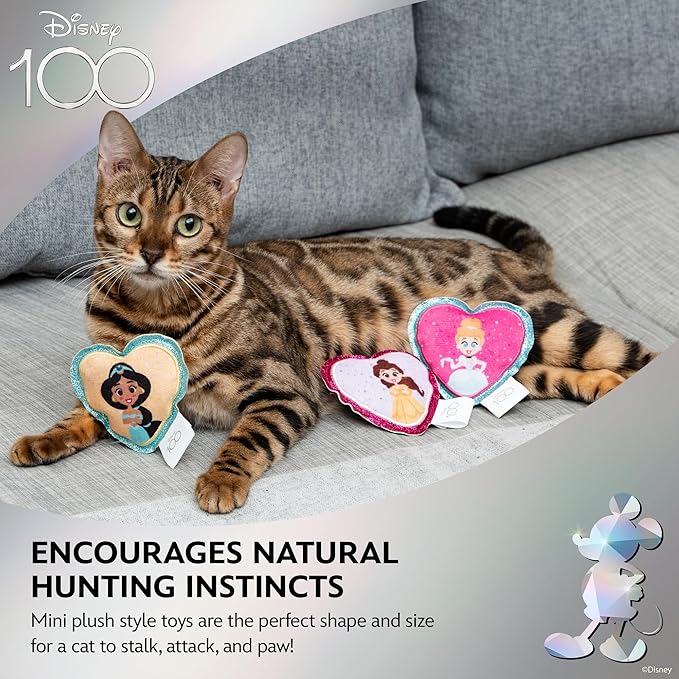 Disney for Pets 3 Piece Princess Cat Toys with Catnip and Crinkle, 4in | Shimmery, Crinkly Cat Toys | Catnip Plush Toys for Cats Inspired Princess Characters