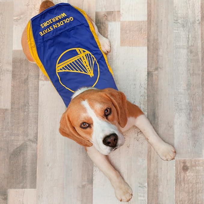 NBA Golden State Warriors Puffer Vest for Dogs & Cats, Size Small. Warm, Cozy, and Waterproof Dog Coat, for Small and Large Dogs/Cats. Best NBA Licensed PET Warming Sports Jacket